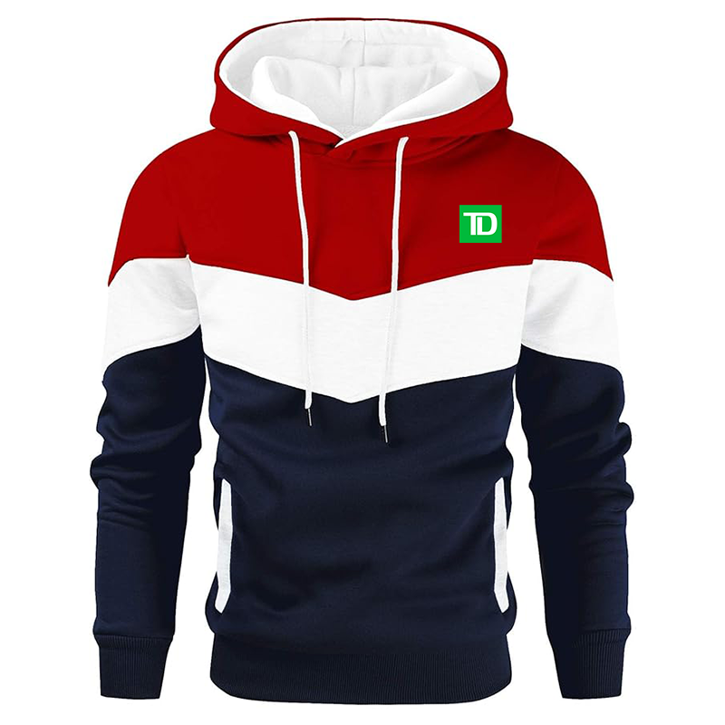 Men's TD Bank Gesean Novelty Color Block Pullover Fleece Hoodie Long Sleeve Casual Sweatshirt with Pocket