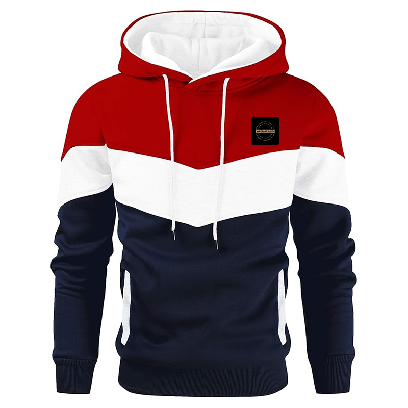 Men's Alphaland Gesean Novelty Color Block Pullover Fleece Hoodie Long Sleeve Casual Sweatshirt with Pocket