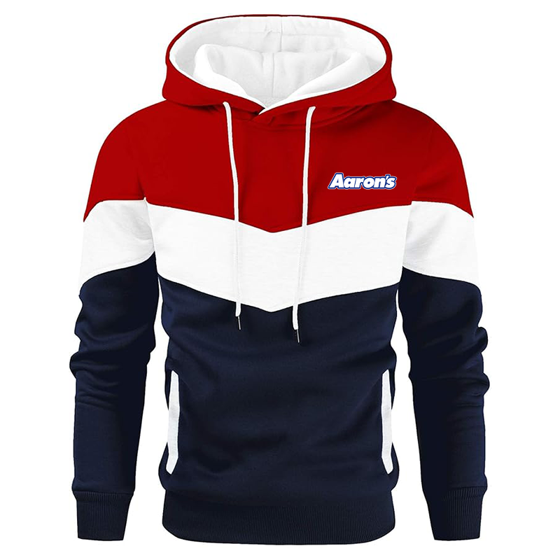 Men's Aarons Gesean Novelty Color Block Pullover Fleece Hoodie Long Sleeve Casual Sweatshirt with Pocket