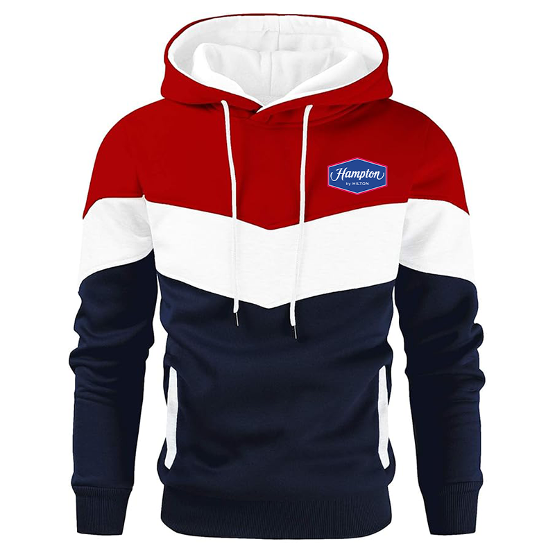 Men's Hampton Gesean Novelty Color Block Pullover Fleece Hoodie Long Sleeve Casual Sweatshirt with Pocket