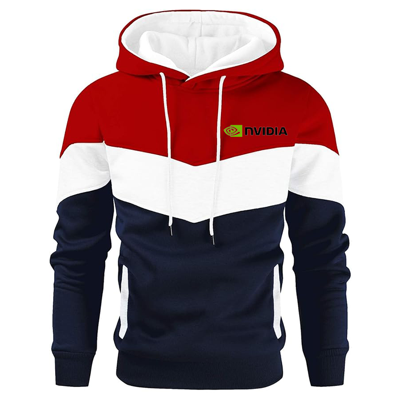 Men's NVIDIA Gesean Novelty Color Block Pullover Fleece Hoodie Long Sleeve Casual Sweatshirt with Pocket