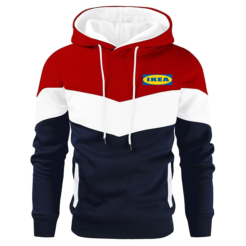 Men's IKEA Gesean Novelty Color Block Pullover Fleece Hoodie Long Sleeve Casual Sweatshirt with Pocket
