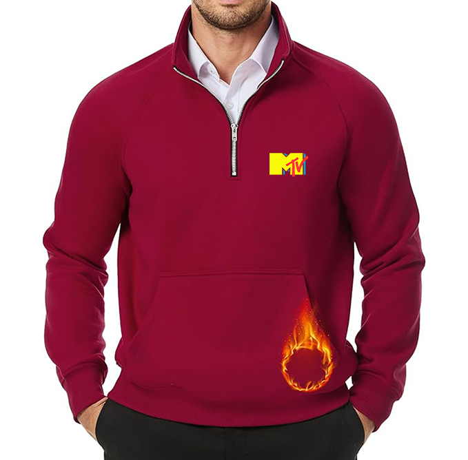 Men's M.T.V JMIERR Quarter Zip Pullover Heavy Sweatshirts Warm Fleece Sweatshirt Polo