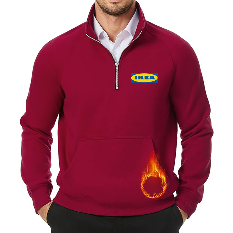 Men's IKEA JMIERR Quarter Zip Pullover Heavy Sweatshirts Warm Fleece Sweatshirt Polo