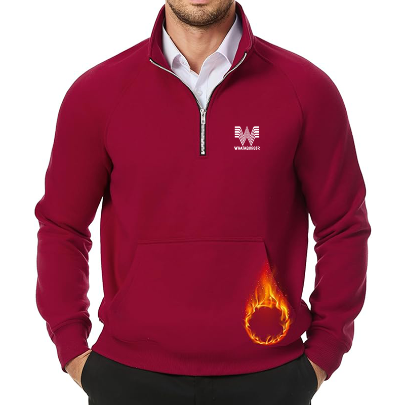 Men's What A Burger JMIERR Quarter Zip Pullover Heavy Sweatshirts Warm Fleece Sweatshirt Polo