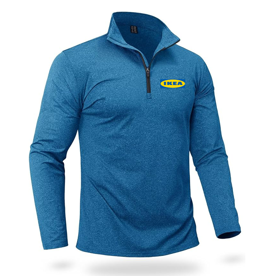 Men's IKEA Quarter Zip Pullover Premium Fleece Lined Heather Long Sleeve Golf Shirts Midweight 1/4 Half Zip Sweatshirts