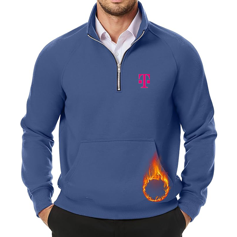 Men's T-Mobile JMIERR Quarter Zip Pullover Heavy Sweatshirts Warm Fleece Sweatshirt Polo