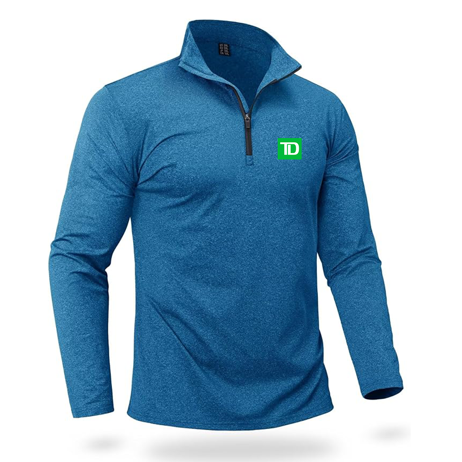 Men's TD Bank Quarter Zip Pullover Premium Fleece Lined Heather Long Sleeve Golf Shirts Midweight 1/4 Half Zip Sweatshirts
