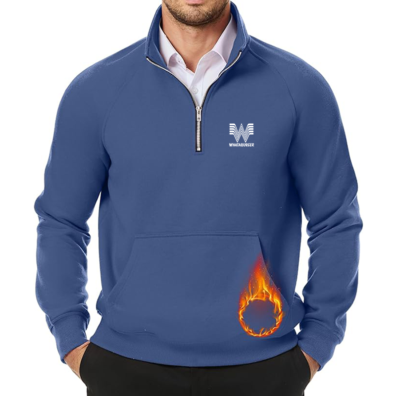 Men's What A Burger JMIERR Quarter Zip Pullover Heavy Sweatshirts Warm Fleece Sweatshirt Polo