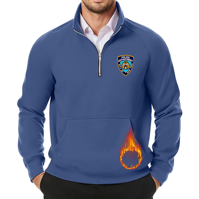 Men's NYPD JMIERR Quarter Zip Pullover Heavy Sweatshirts Warm Fleece Sweatshirt Polo