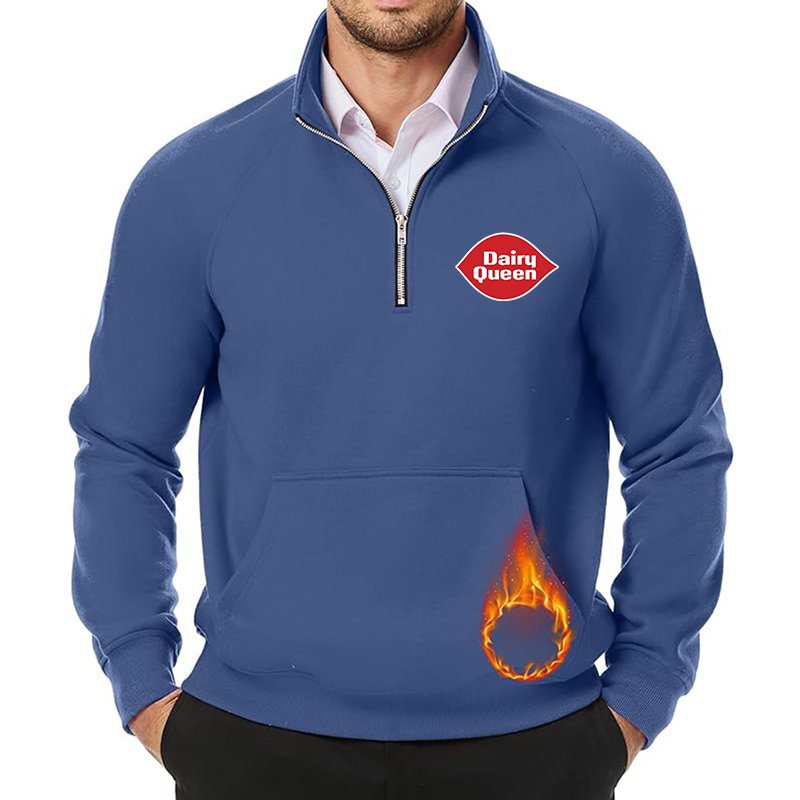 Men's Dairy Queen JMIERR Quarter Zip Pullover Heavy Sweatshirts Warm Fleece Sweatshirt Polo