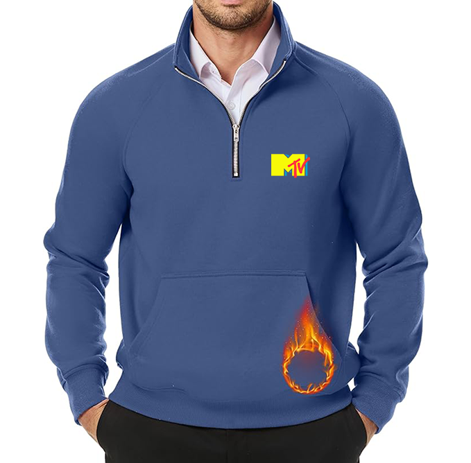 Men's M.T.V JMIERR Quarter Zip Pullover Heavy Sweatshirts Warm Fleece Sweatshirt Polo