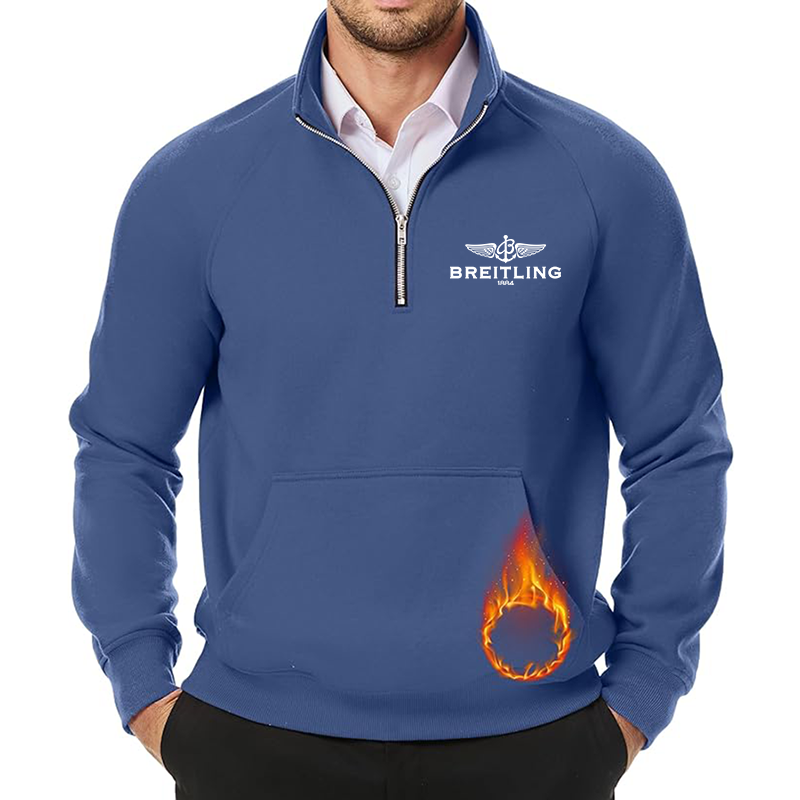 Men's Breitling JMIERR Quarter Zip Pullover Heavy Sweatshirts Warm Fleece Sweatshirt Polo