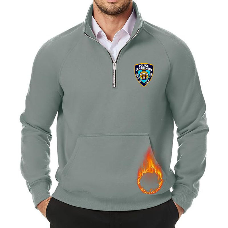Men's NYPD JMIERR Quarter Zip Pullover Heavy Sweatshirts Warm Fleece Sweatshirt Polo