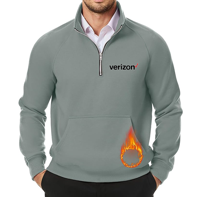 Men's Verizon JMIERR Quarter Zip Pullover Heavy Sweatshirts Warm Fleece Sweatshirt Polo