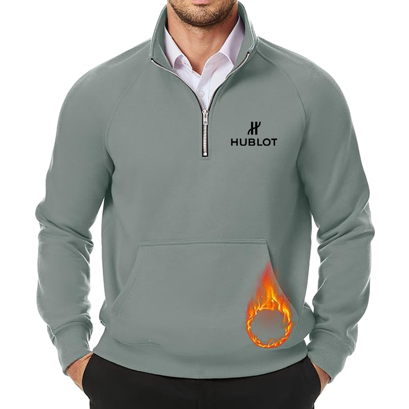 Men's Hublot JMIERR Quarter Zip Pullover Heavy Sweatshirts Warm Fleece Sweatshirt Polo