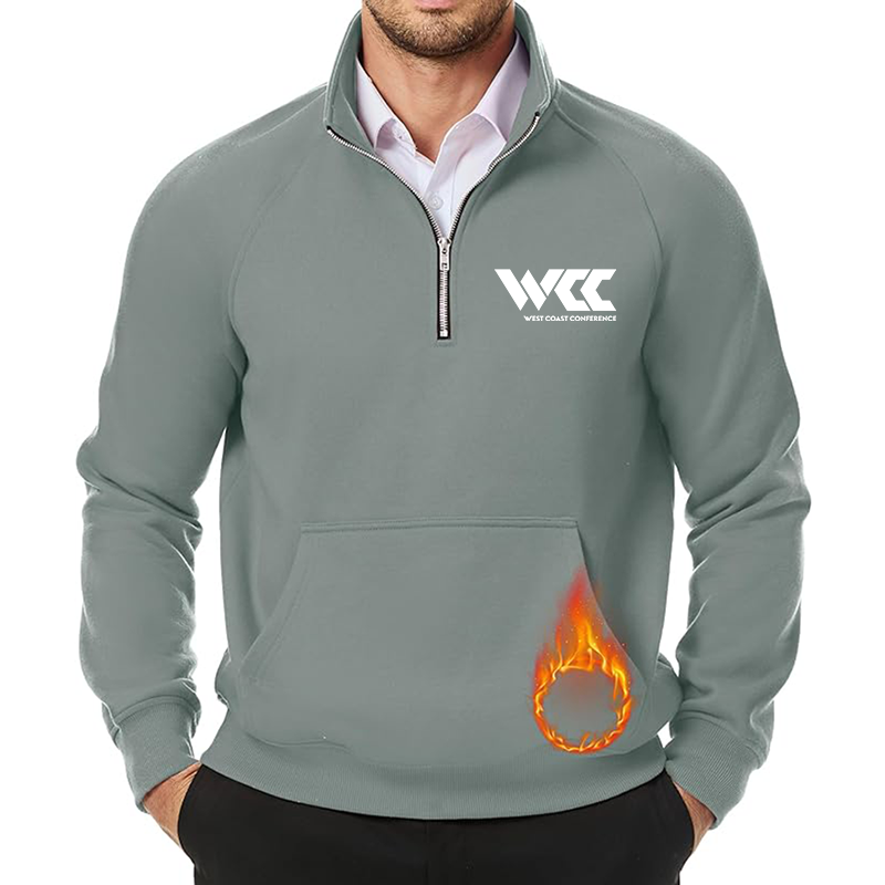 Men's West Coast Conference JMIERR Quarter Zip Pullover Heavy Sweatshirts Warm Fleece Sweatshirt Polo