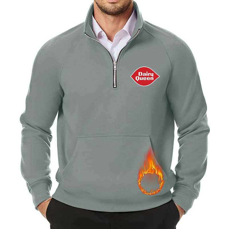 Men's Dairy Queen JMIERR Quarter Zip Pullover Heavy Sweatshirts Warm Fleece Sweatshirt Polo