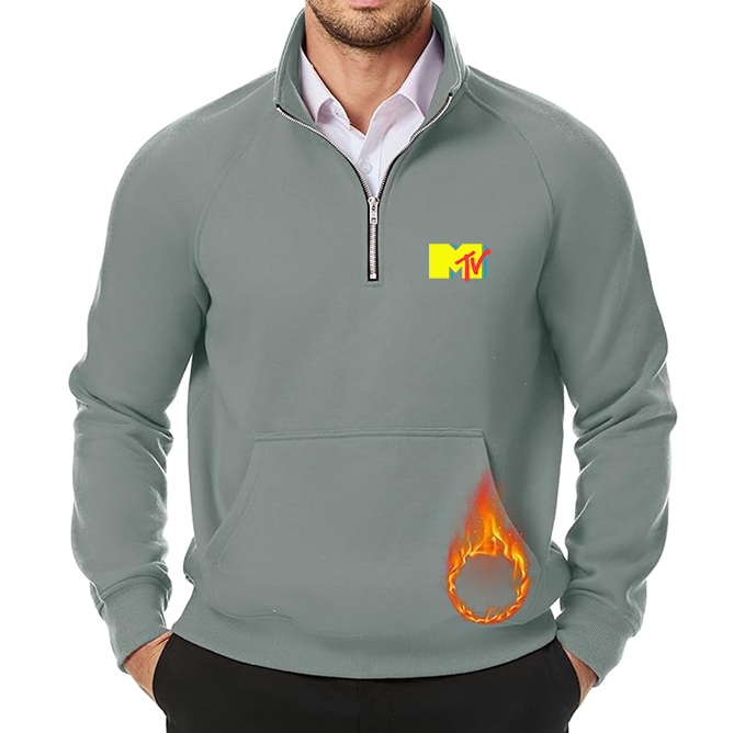 Men's M.T.V JMIERR Quarter Zip Pullover Heavy Sweatshirts Warm Fleece Sweatshirt Polo