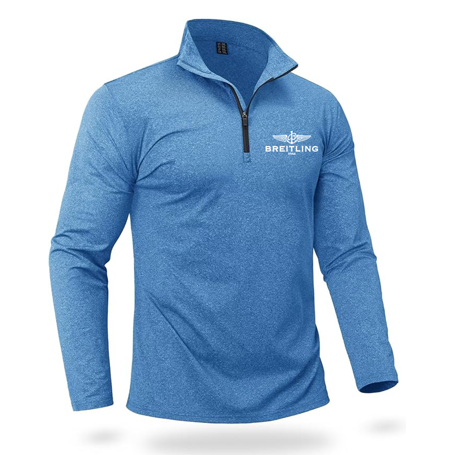 Men's Breitling Quarter Zip Pullover Premium Fleece Lined Heather Long Sleeve Golf Shirts Midweight 1/4 Half Zip Sweatshirts