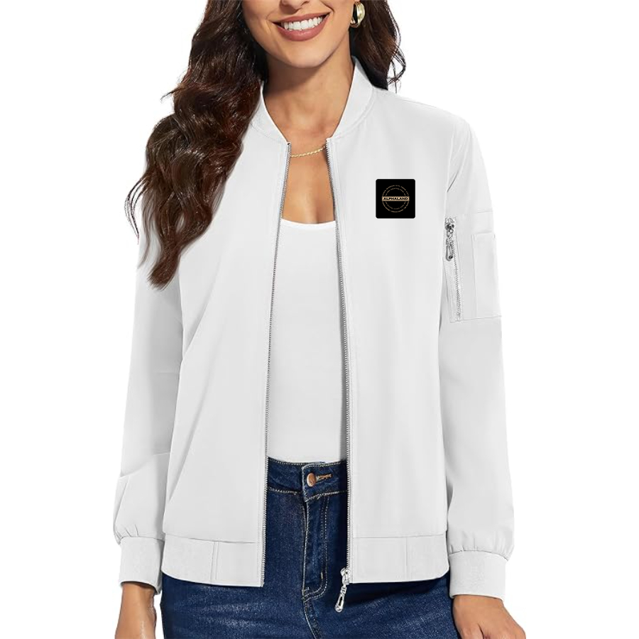 Women's Alphaland Premium Bomber Jacket with Polished Detailing and Functional Sleeve Pocket Modern Luxury Outerwear