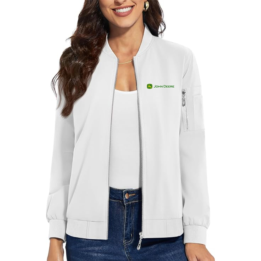 Women's John Deere Premium Bomber Jacket with Polished Detailing and Functional Sleeve Pocket Modern Luxury Outerwear