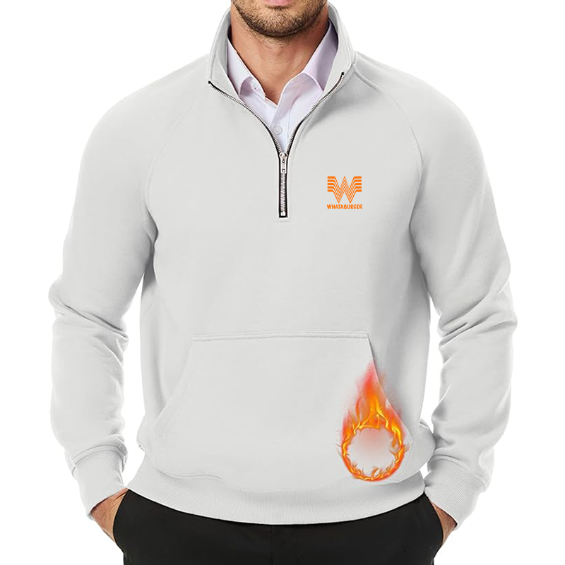 Men's What A Burger JMIERR Quarter Zip Pullover Heavy Sweatshirts Warm Fleece Sweatshirt Polo