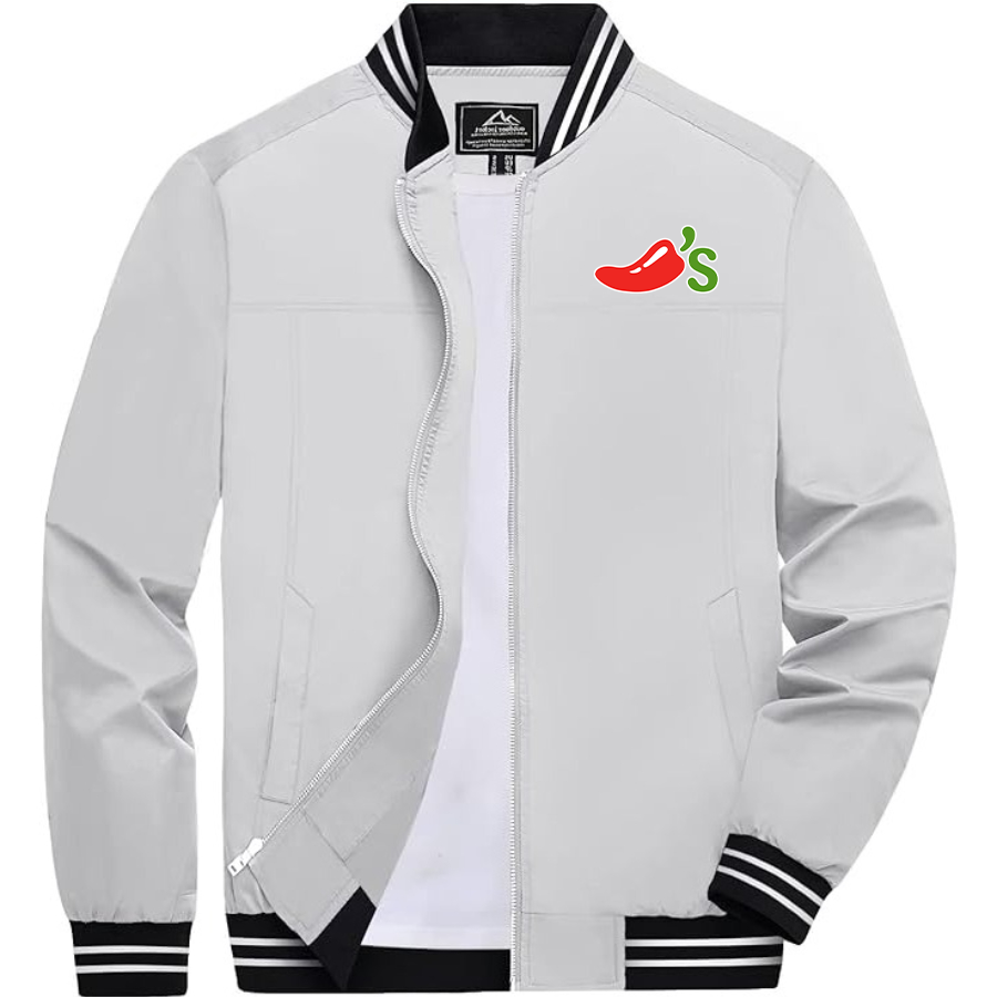 Men's Chilis Lightweight Zip-Up Bomber Jacket with Ribbed Collar and Cuffs Versatile Casual Outerwear