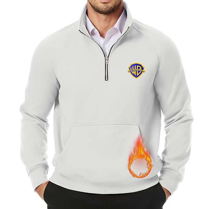 Men's Warner Bros JMIERR Quarter Zip Pullover Heavy Sweatshirts Warm Fleece Sweatshirt Polo