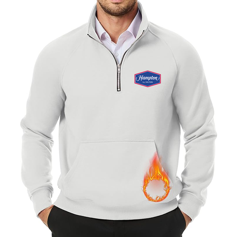 Men's Hampton JMIERR Quarter Zip Pullover Heavy Sweatshirts Warm Fleece Sweatshirt Polo