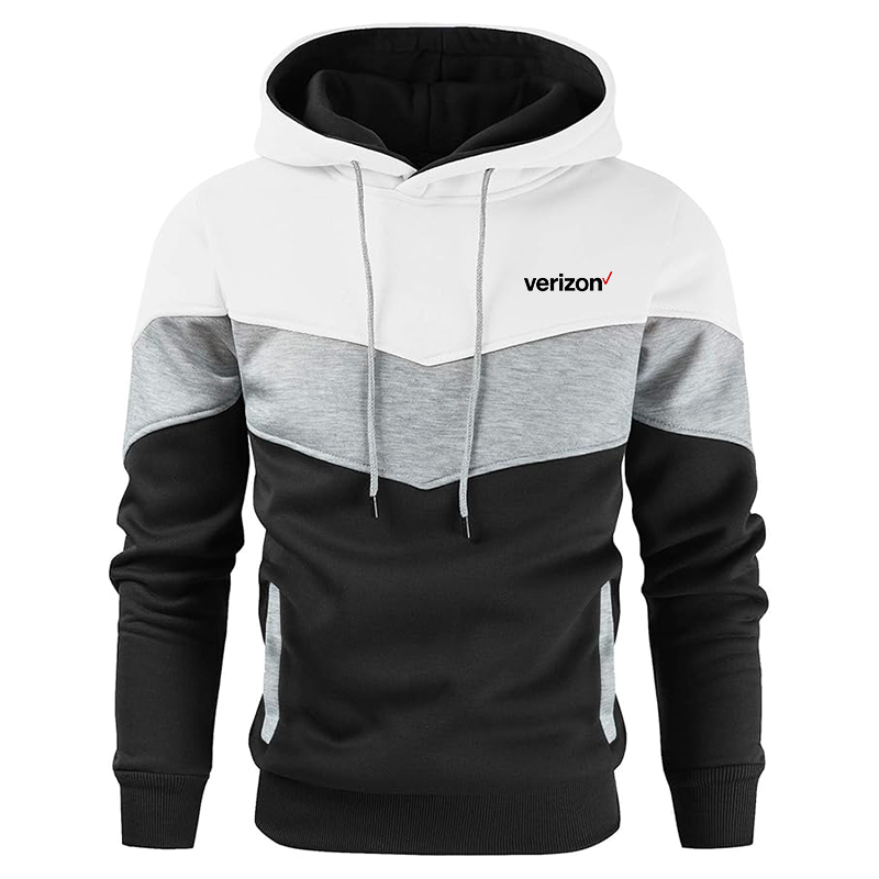 Men's Verizon Gesean Novelty Color Block Pullover Fleece Hoodie Long Sleeve Casual Sweatshirt with Pocket