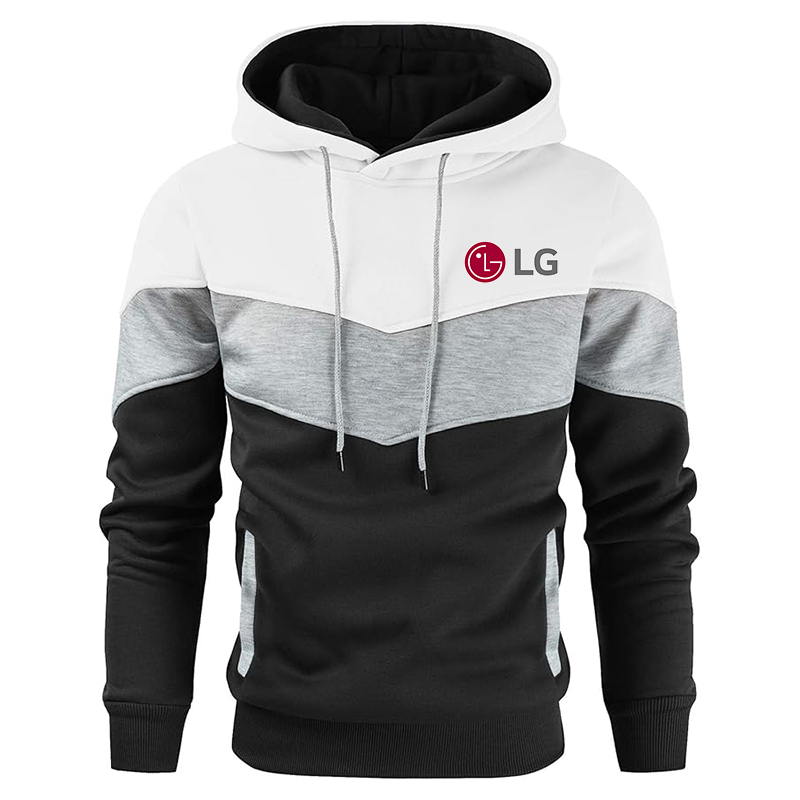 Men's LG Gesean Novelty Color Block Pullover Fleece Hoodie Long Sleeve Casual Sweatshirt with Pocket