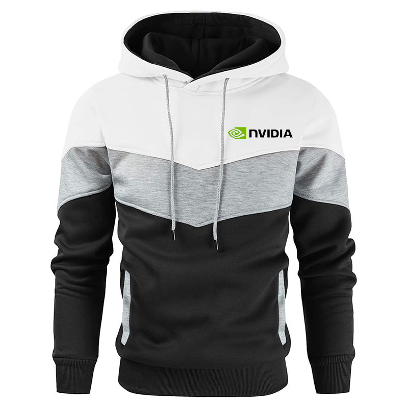 Men's NVIDIA Gesean Novelty Color Block Pullover Fleece Hoodie Long Sleeve Casual Sweatshirt with Pocket