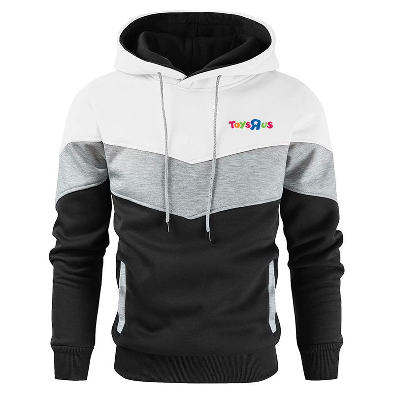 Men's Toys R Us Gesean Novelty Color Block Pullover Fleece Hoodie Long Sleeve Casual Sweatshirt with Pocket