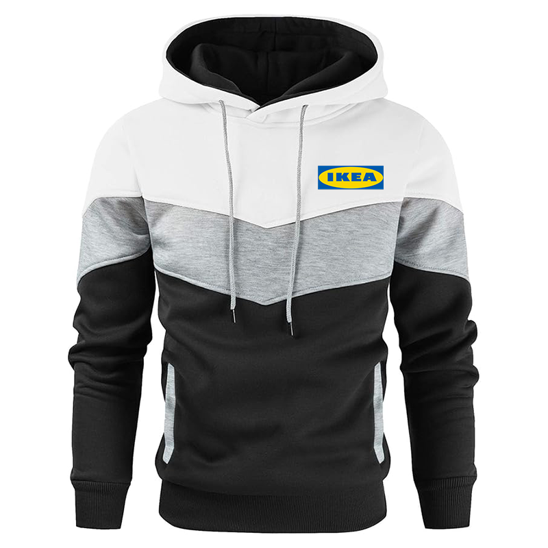 Men's IKEA Gesean Novelty Color Block Pullover Fleece Hoodie Long Sleeve Casual Sweatshirt with Pocket