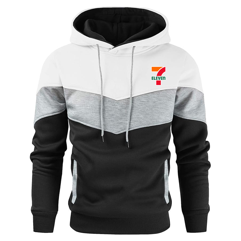 Men's 7-Eleven Gesean Novelty Color Block Pullover Fleece Hoodie Long Sleeve Casual Sweatshirt with Pocket
