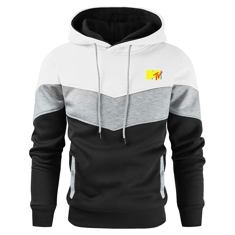 Men's M.T.V Gesean Novelty Color Block Pullover Fleece Hoodie Long Sleeve Casual Sweatshirt with Pocket