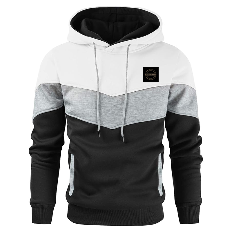 Men's Alphaland Gesean Novelty Color Block Pullover Fleece Hoodie Long Sleeve Casual Sweatshirt with Pocket