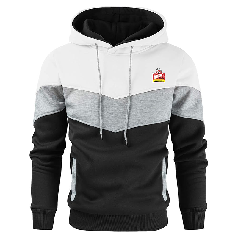 Men's Wendy's Gesean Novelty Color Block Pullover Fleece Hoodie Long Sleeve Casual Sweatshirt with Pocket
