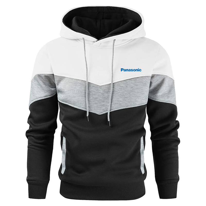 Men's Panasonic Gesean Novelty Color Block Pullover Fleece Hoodie Long Sleeve Casual Sweatshirt with Pocket