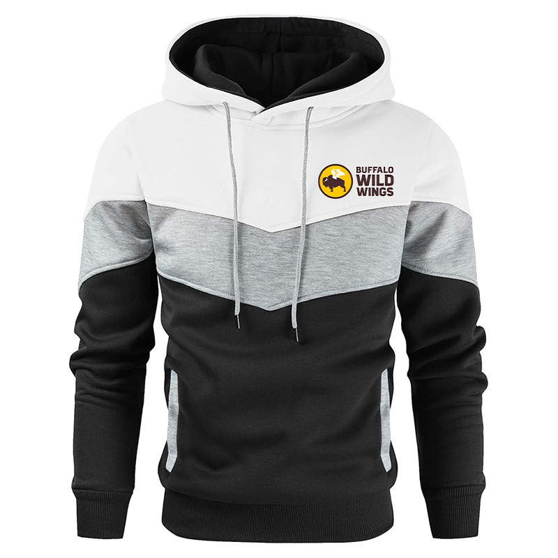 Men's Buffalo Wild Wings Gesean Novelty Color Block Pullover Fleece Hoodie Long Sleeve Casual Sweatshirt with Pocket