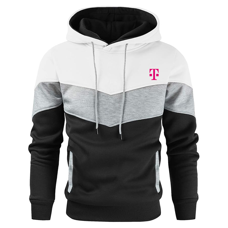 Men's T-Mobile Gesean Novelty Color Block Pullover Fleece Hoodie Long Sleeve Casual Sweatshirt with Pocket