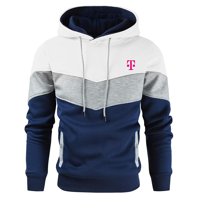 Men's T-Mobile Gesean Novelty Color Block Pullover Fleece Hoodie Long Sleeve Casual Sweatshirt with Pocket