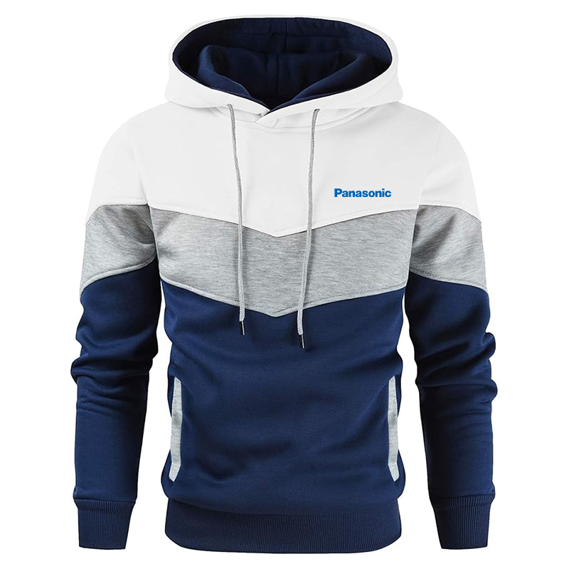 Men's Panasonic Gesean Novelty Color Block Pullover Fleece Hoodie Long Sleeve Casual Sweatshirt with Pocket