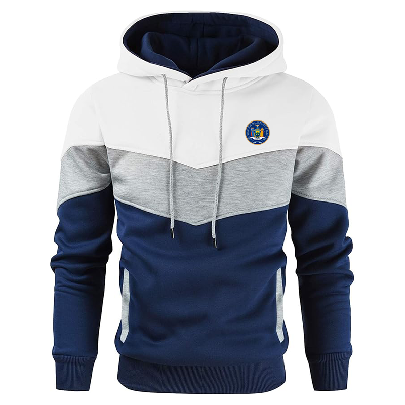 Men's New York Gesean Novelty Color Block Pullover Fleece Hoodie Long Sleeve Casual Sweatshirt with Pocket