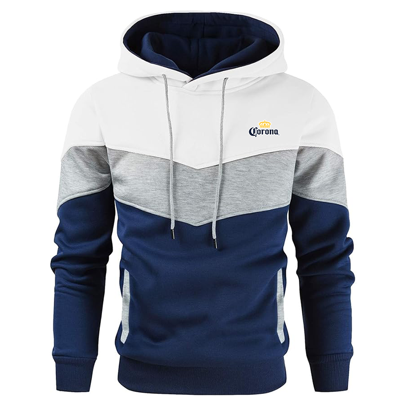 Men's Corona Gesean Novelty Color Block Pullover Fleece Hoodie Long Sleeve Casual Sweatshirt with Pocket
