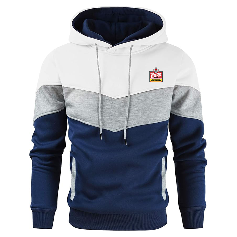 Men's Wendy's Gesean Novelty Color Block Pullover Fleece Hoodie Long Sleeve Casual Sweatshirt with Pocket