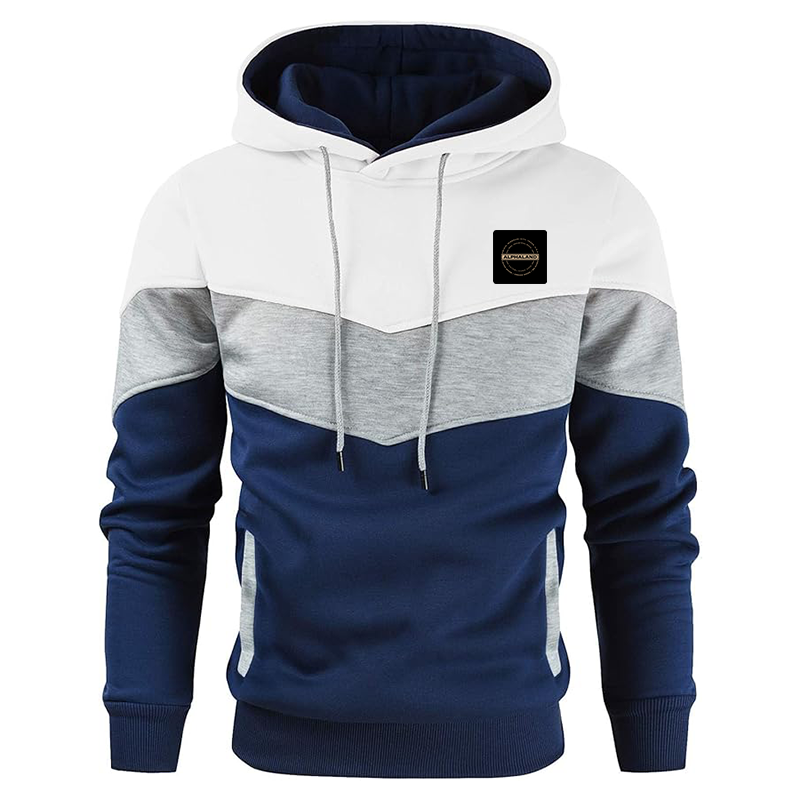 Men's Alphaland Gesean Novelty Color Block Pullover Fleece Hoodie Long Sleeve Casual Sweatshirt with Pocket