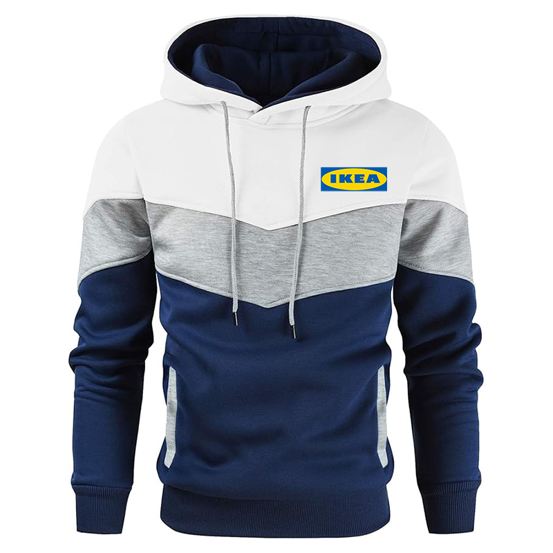 Men's IKEA Gesean Novelty Color Block Pullover Fleece Hoodie Long Sleeve Casual Sweatshirt with Pocket