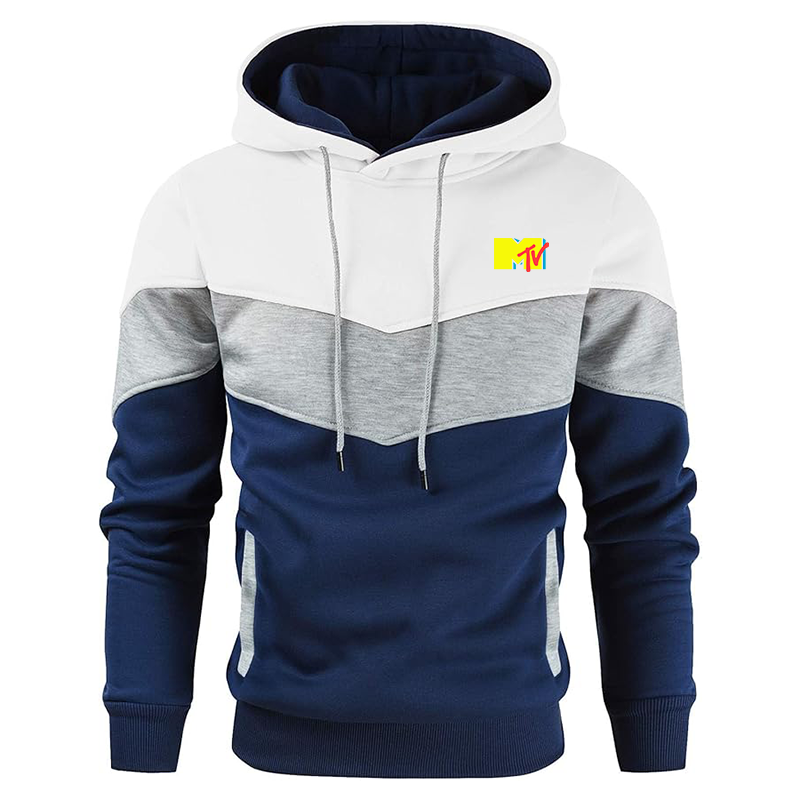 Men's M.T.V Gesean Novelty Color Block Pullover Fleece Hoodie Long Sleeve Casual Sweatshirt with Pocket